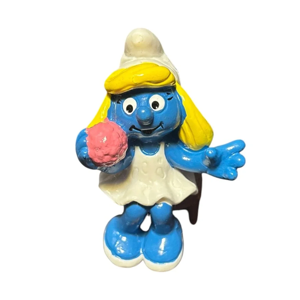 Vintage Schleich Super Smurf Smurfette Vanity Table Germany China Variant